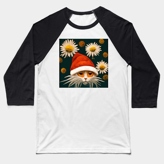 Santa Claus, cat, xmas, xmas vibe, funny, christmas, cat lover, kitty, christmas kitty, koto design Baseball T-Shirt by AnnaMartaFoley